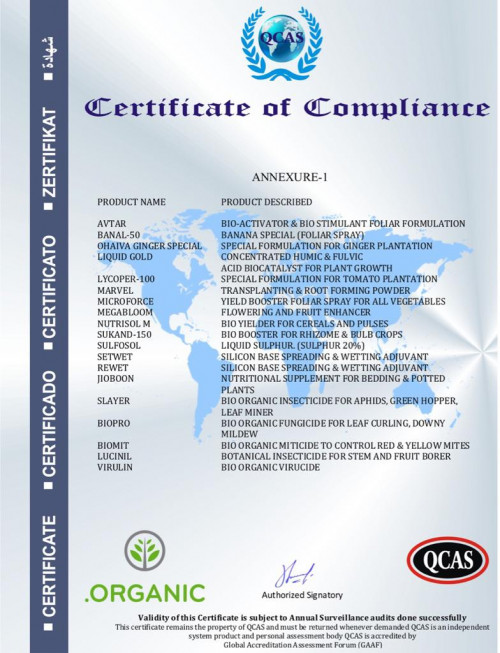 1 OA Certificate Of Compliance