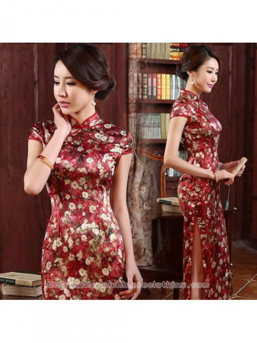 https://www.cntraditionalchineseclothing.com/cap-sleeve-brick-red-long-floral-silk-wedding-cheongsam.html