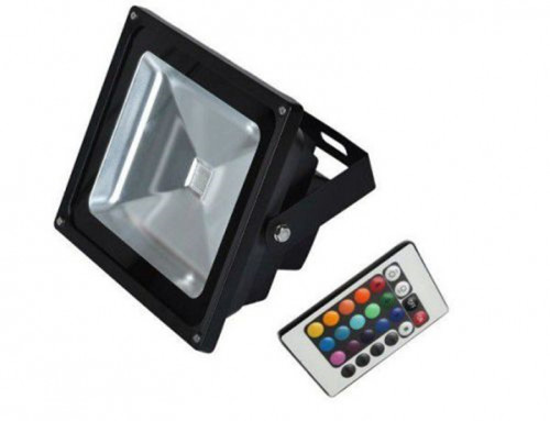 20w RGB Colorful Led Flood Light 
Features:
Very low energy consumption. 
Up to 90% energy saving.
Long life. Up to 50,000 hours.
No UV or Near-IR radiation.
Mercury-free.

Specifications:
Material: die-cast aluminum, toughened glass.
Light Color: Colorful. (Red, Green Blue and White,Warm White, Purple,Orange,etc.)
Ingress Protection Rating: IP65
Life span: More than 50,000 hours.
Input Voltage: 100-240v
Power Consumption: 20w