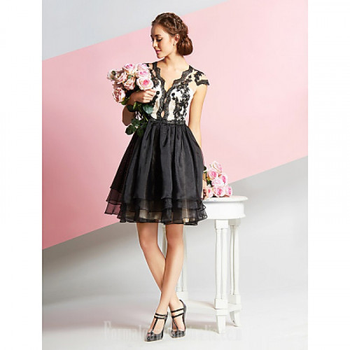 19-3322-Australia-Cocktail-Party-Dress-White-Black-A-line-V-neck-Short-Knee-length-Lace-Organza-800x800.jpg