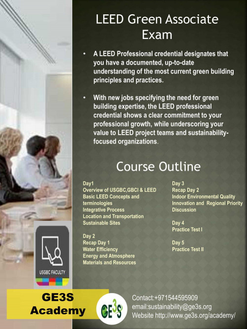 LEED Green Associate Training Starting 19th January 2019. 5 day training course delivered by industry experts that gets you ready for the exam. Get in touch for early bird discounts. Opportunities for on job green building training also available on special requests.#training #greenbuilding #GE3S #leedconsulting #LEED