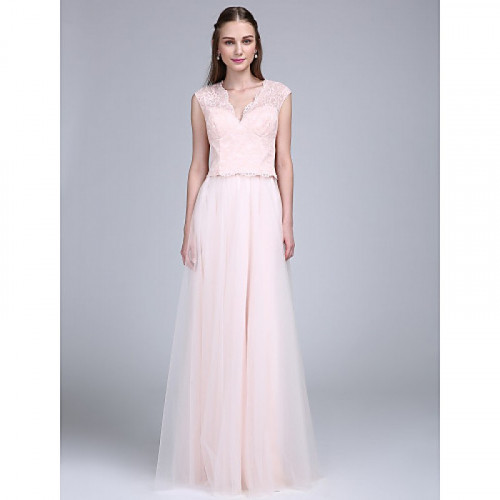 https://www.bridalfeel.co.nz/2017-long-floor-length-lace-dress-tulle-bridesmaid-dress-a-line-v-neck-with-lace.html