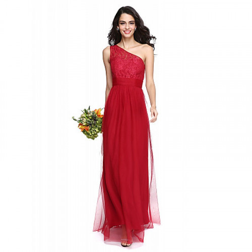 https://www.bridalfeel.co.nz/2017-long-floor-length-lace-dress-tulle-bridesmaid-dress-elegant-sheath-column-sexy-one-shoulder-with-ruching.html