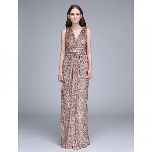 https://www.bridalfeel.co.nz/2017-long-floor-length-sequined-bridesmaid-dress-sheath-column-v-neck-with-ruching-sequins.html