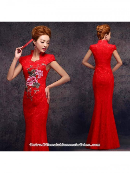 https://www.cntraditionalchineseclothing.com/floral-embroidered-stand-up-tangzhuang-collar-red-lace-wedding-dress.html