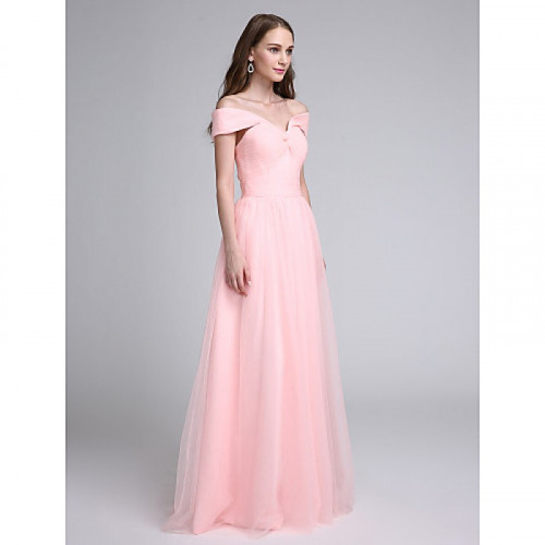 https://www.bridalfeel.co.nz/2017-long-floor-length-tulle-dress-bridesmaid-dress-a-line-off-the-shoulder-with-criss-cross-ruching-2815.html