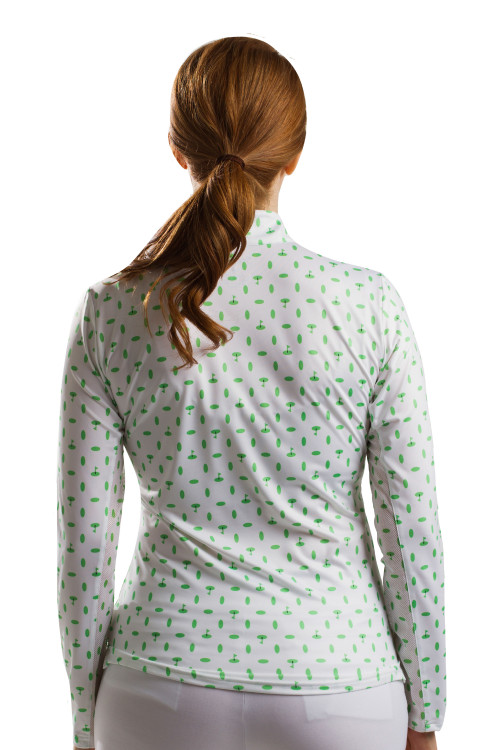 900463 SolCool Long Sleeve Print Zip Mock Deauville Green SanSoleil UV 50 SPF 50 UPF 50 NEW (2)