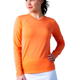 900603-SunGlow-V-Neck-Solid-Tennis-Top.-Papaya-Coral.-SanSoleil-UV-50-4