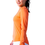 900603-SunGlow-V-Neck-Solid-Tennis-Top.-Papaya-Coral.-SanSoleil-UV-50-6