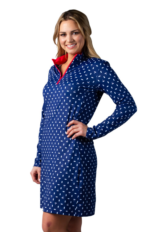 900720 C SolStyle ICE Zip Mock Long Sleeve Dress. Deauville Navy. SanSoleil (10)