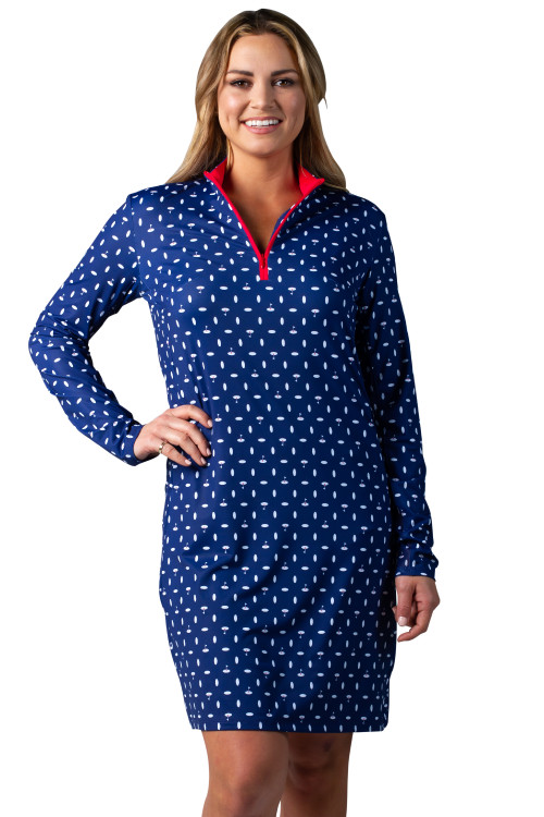 900720 C SolStyle ICE Zip Mock Long Sleeve Dress. Deauville Navy. SanSoleil (8)