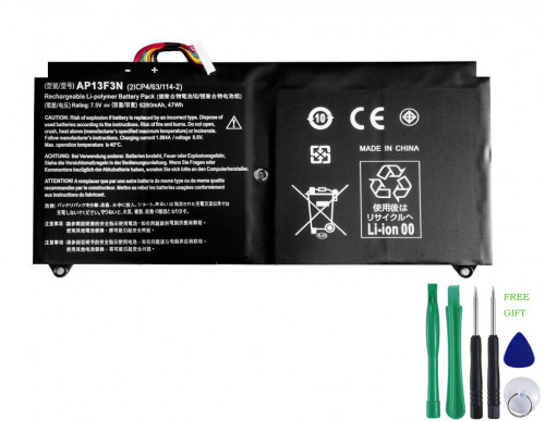 https://www.goadapter.com/original-47wh-acer-aspire-s7392-serie-battery-p-67720.html
Product Info
Battery Technology: Li-ion
Device Voltage (Volt): 7.5 Volt
Capacity: 6280 mAh / 47 Wh / 4-Cell
Color: Black
Condition: New,100% Original
Warranty: Full 12 Months Warranty and 30 Days Money Back
Package included
1 x Acer Battery (With Tools)
Compatible Model:
AP13F3N Acer, KT00403017 Acer, KT.00403.017 Acer,