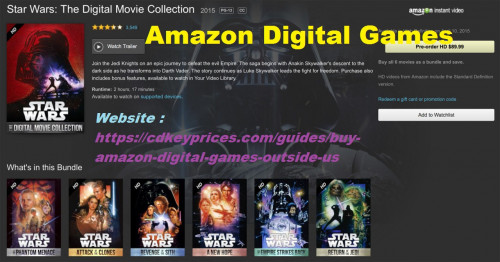 The Amazon Digital Games store has a monstrous scope of amusements (particularly Steam Keys) at entirely aggressive costs. The drawback? It's solitary accessible to clients living in the US. Not exclusively can those insane yanks purchase their shoddy steam keys from an amazing genuine source, they get moment conveyance too! The greater part of the diversions we buy here can be added to our Origin and Steam accounts. With CDKeyPrices You can get the better PC games in comfortable prices. Web : https://cdkeyprices.com/guides/buy-amazon-digital-games-outside-us