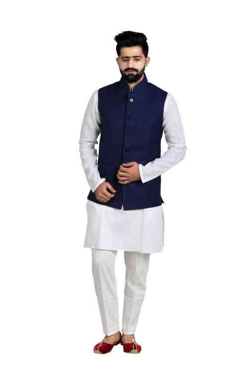 This blue cotton Nehru Jacket is new trendy latest men clothing which will make you look amazing. http://bit.ly/2RxWiwP