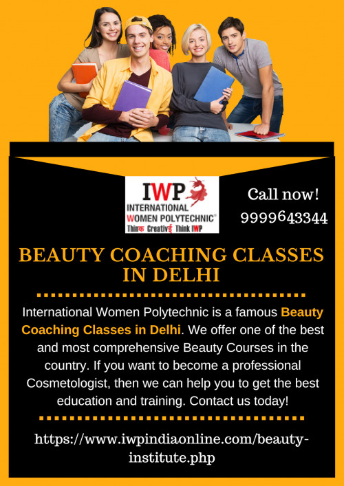 IWP is a big platform who provides Beauty Courses for women. Get trained from a well-known Beauty Coaching Classes in Delhi and learn anything in regard to beauty and cosmetology. Contact us now!

https://www.iwpindiaonline.com/beauty-institute.php
