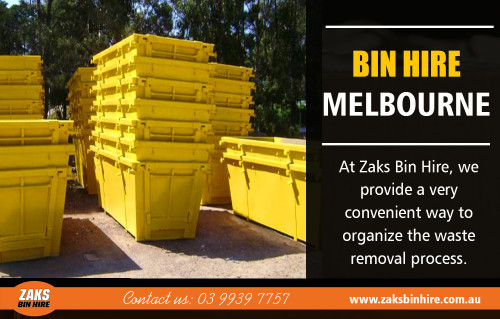 Bin hire in Melbourne offer a range of excavation services At https://www.zaksbinhire.com.au/

Find Us: https://goo.gl/maps/cVQnagqeVFU2

Deals in .....

Skip Bin Hire Melbourne
Rubbish Removal Melbourne
Bin Hire Melbourne
Skip Hire Melbourne
Skip Bins Melbourne

Requirements for a skip bin can vary from time to time, and the supplier needs to be able to offer a bit of the right size so that the customer does not have to pay high skip hire prices. Additionally, the bins need to be available at the time and place required by the client. A reasonable amount of searching will lead a customer to a cheap bin hire in Melbourne company that offers prompt and reliable service.

Zak Bin Hire
Coolaroo VIC,3048 Australia
+61 3 9939 7757
Mon-Fri: 8am–4pm
Saturday: 9am–1pm
Sunday: Closed

Social---

https://zaksbinhire.tumblr.com/
https://profiles.wordpress.org/zaksbinhire
http://www.alternion.com/users/SkipBinsMelbourne/
http://www.apsense.com/brand/zaksbinhire