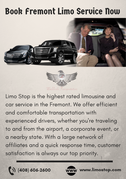 Limo Stop is the highest rated limousine and car service in the Fremont. To book a limo you can visit: https://www.limostop.com/fremont-limo.html
