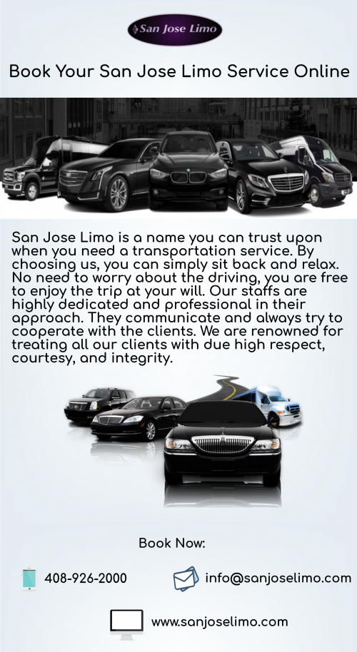 San Jose Limo is one of the trusted company for limo services. To book a limo online, you can visit our website: https://www.sanjoselimo.com/