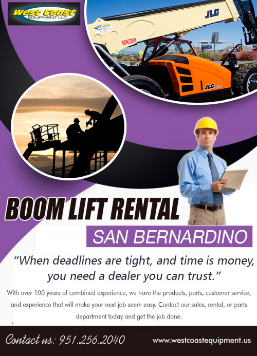 "Inland empire boom lift rental can make your job easier at https://westcoastequipment.us/contact-us/ 

Find us:

https://goo.gl/maps/VfkdPY9kKvs

We've got years of expertise in doing business and providing boom lifts, and which farther helping many clients in a vast selection of locations. Our client services team and account managers are dedicated to creating Powered Access simple, which suggests us since the most dependable and flexible. Inland empire boom lift rental and production accessible and are most favored lifts because of its stability, versatility and secure to manage, making it secure in surgeries and fix the irresolvable.

Our Services:

boom lift rental san bernardino
boom lift rental riverside
inland empire boom lift rental 
scissor lift rental san bernardino

Address:

958 El Sobrante Road Corona, 
California 92879, USA

Working Hour's:

Mon - Fri 06:00 AM - 05:00 PM

E-Mail   - shaun@westcoastequipment.us
Call us   - +1 951-256-2040

Connect with us:

https://www.facebook.com/westcoastequipmentllc/
https://twitter.com/ForkliftsLA
https://www.instagram.com/boomliftrentalriverside
https://www.flickr.com/photos/boomliftrentallosangeles/
https://www.pinterest.com/scissorliftLA/
https://plus.google.com/+JuliaMartinjm
https://www.youtube.com/channel/UCqOJtXU-1aGivgPVEFOf-Pg

Also Visit us:

https://reachforkliftrentallosangeles.wordpress.com/
https://local.yahoo.com/info-133196123-west-coast-equipment-corona
https://www.facebook.com/westcoastequipmentllc/
https://www.yelp.com/biz/west-coast-equipment-corona
https://www.superpages.com/bp/corona-ca/west-coast-equipment-L0526952138.htm
http://www.citysearch.com/profile/649157244/corona_ca/west_coast_equipment_llc.html"