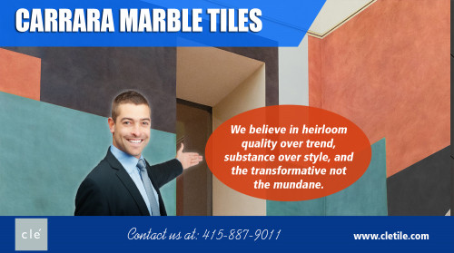 Locate Carrara marble tiles online with least delivery charges at https://www.cletile.com/
Find Us On : https://goo.gl/maps/QAynD6jjZU12
When you are looking to refurbish your home, you can choose Carrara marble tiles. There is an excellent variety of marble, and there are so many ways to go about presenting it. It can be a central focal point in a room or add a luxurious feel to a place. Think about using marble floor tiles as a mosaic floor if you have unlimited resources when you are remodeling an area in your home. You can use white marble together with black marble to make a creative and unique kind of flooring for your kitchen.
My Social :
https://medium.com/@BrickTile
https://www.behance.net/BrickTile
https://en.gravatar.com/artistictiles
https://thinbrickstiles.netboard.me/

Carrara Marble Tiles

Sausalito California United States 94965
Call Us : 415-887-9011
Email : contact@cletile.com
Customer Service Hours : Mon-Fri- 7:00AM - 5:00PM

Deals In....
Carrara Marble Tile Bathroom
Carrara Marble Tiles
Subway Tile Backsplash Kitchen
Subway Tiles Kitchen