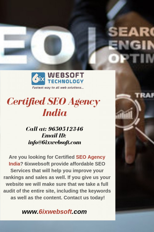 By choosing 6ixwebsoft one of the best Certified SEO Agency India, you will ensure complete peace of mind for yourself. For us, everything comes after our clients. We are here to optimize their satisfaction and fulfill their dreams. To know more visit us today!

https://6ixwebsoft.com/search-engine-optimization-company/