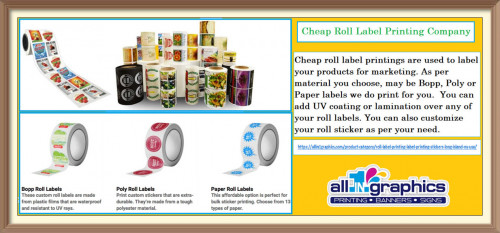 Cheap roll label printings are used to label your products for marketing.
https://allin1graphics.com/product-category/roll-label-printing-label-printing-stickers-long-island-ny-usa/