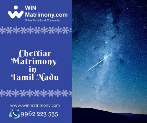 Looking for Chettiar Community Brides and Grooms in Tamil Nadu.The Best Matrimony For Chettiar community is Win Matrimony.Register Now to find out your  perfect Soul Mate!!! Only @ Win Matrimony were Registration is Free!!! Free!!! Free!!!
Service:
Chettiar Matrimony Tamil Nadu
Naidu Matrimony Tamil Nadu
Nadar Matrimony Tamil Nadu
Iyer Matrimony Tamil Nadu
Agamudayar Matrimony Tamil Nadu