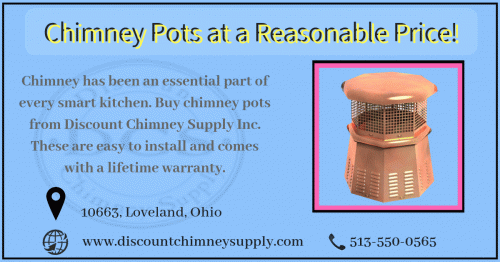 Chimney pots from Discount Chimney Supply Inc. are easy to install and comes with a lifetime warranty. It is designed to bring style, protection, and functionality to the chimney. For more details, call 513-550-0565. To know more details visit: http://www.discountchimneysupply.com/chimney_pots.html