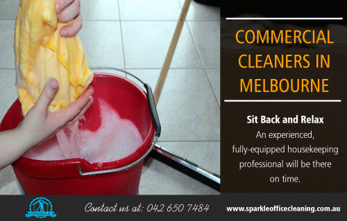 Locate Commercial Cleaners In Melbourne for Your Business AT http://www.sparkleofficecleaning.com.au/commercial-cleaners-melbourne/
Find us on Google Map : https://goo.gl/maps/H3KDSCkwson

One of the main benefits of hiring a professional Commercial Cleaners In Melbourne is the fact that you can customize your cleaning needs. Some offices are much busier than others and may need garbage and recycling removal on a daily basis, while small business owners may prefer this service less frequently. Professional cleaners are trained to clean. They have the skills required to ensure all aspects of your office, from the bathroom to the boardroom are kept in excellent condition. They’ll know how to address more difficult cleaning tasks professionally and effectively.
Social :
https://sparkleoffice.netboard.me/
https://en.gravatar.com/bondcleaningservicesmelbourne
https://bondcleaningservicesmelbourne.contently.com/

Add : French St, Victoria, Australia Victoria 3074
Phone: 042.650.7484
Email: melbournesparkle@gmail.com