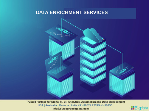 Outsourcebigdata helps customers with high quality data enrichment outsourcing services such as data cleansing, data enhancement, data validation, identify and remove duplicate records, authentication, verify the accuracy of data and more. We have presence in USA, Australia, Canada and India and known as a  leading data enhancement outsourcing services company to yield you better results within stipulated time frames. Gain a competitive advantage in business with outsourcebigdata. To know more about services call us 24/7 at +1-30235 14656, +91-99524 22243.https://outsourcebigdata.com/data-enrichment-service.php