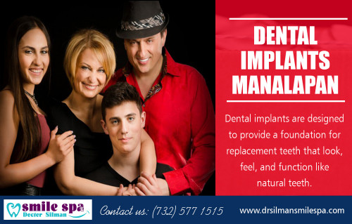 How to Choose the Best Dentist in Manalapan That Is Best for You at https://www.drsilmansmilespa.com/contact-us/

Products/Services–  :	general dentistry, cosmetic dentistry, oral hygiene, porcelain veneers, dental implants, bridges, family dentistry

Year Established:	2002

When you are searching for the Best Dentist in Manalapan, you should never compromise. Depending on the needs of you and your teeth, you want to find a dentist who can provide you all the care you require without costing you an arm and a leg. You should make sure the dentist is friendly and knowledgeable and that they are willing to go out of their way for you. A personable dentist will make your visits much more comfortable than one who is cold and distant.

For more information about our services click below links: 
https://www.instagram.com/dentistnewmanalapan/
https://www.pinterest.com/dentistnewmanalapan
https://dentistnewmanalapan.wordpress.com/
https://dentistnewmanalapan.tumblr.com/
https://en.gravatar.com/dentistnewmanalapan
https://profiles.wordpress.org/dentistnewmanalapan/
https://bestdentistmanalapan.blogspot.com/
https://photos.app.goo.gl/Jv8XPC6kY4rWFC4W8
https://www.pinmommy.com/user/dentistnewmanalapan/

Contact Us:     Dr Silman Smile Spa
270 Route 9 North, Manalapan Township, NJ 07726, USA
Phone Number:	(732) 577 1515
Fax:		732 577 1515
Website:	https://www.drsilmansmilespa.com/contact-us/
Email Address:	drsilmannj@gmail.com

Hours of Operation:	Mon 9.30am-6.00pm tues 9.30am-8.00pm wed 9.30am-8.00pm thurs 9.30am-8.00pm fri 9.30am-4.00pm sat 8.30am-2.00pm sun closed