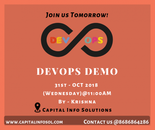 Come to Join Us Tomorrow!
#DevOps DEMO 
on 31st Nov -2018 @11:00AM 
@https://bit.ly/2C46g4j 
Call: 8686864286
#devopstraining #devopsonlinetraining #online #technology #softwaredevelopment #agiledevelopment