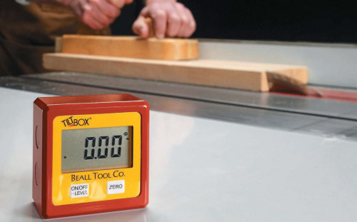 Use the digital angle gauge to set the blade angle and stop leaning over your table saw. It is convenient for you to use and will make your work productive and increase your efficiency. https://www.woodsmith.com/article/versatile-digital-angle-gauges-worth-a-look-wixey-digital-protractor/