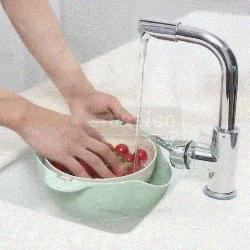Double Layer Round Draining Basket Kitchen Bracket For Washing Fruit Vegetable
