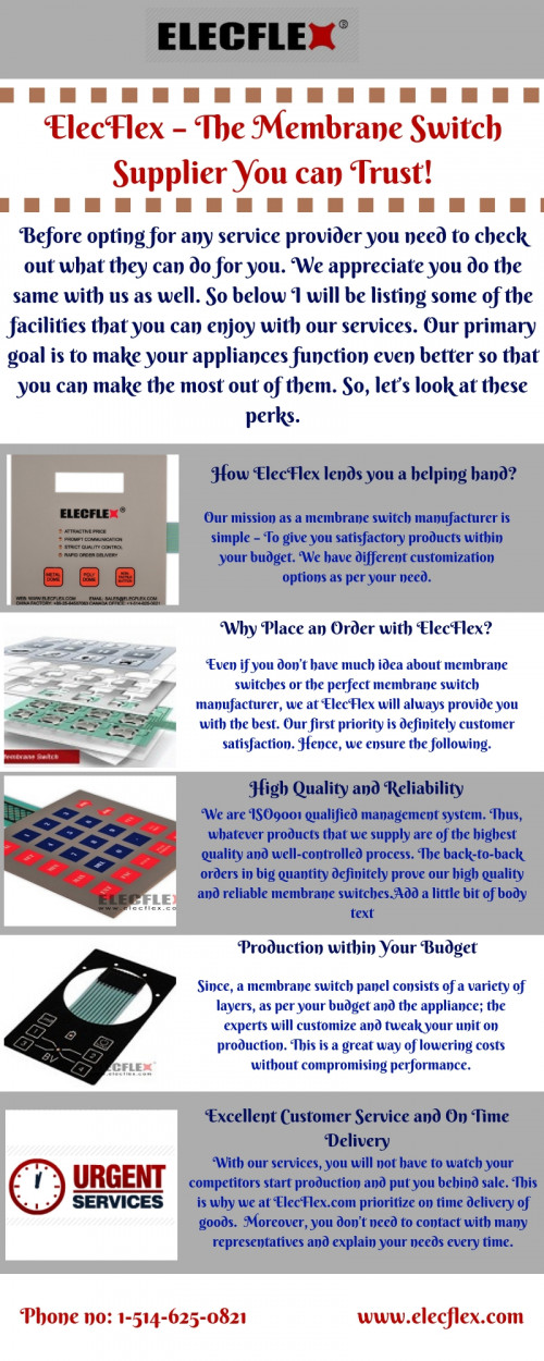 Membrane switch is present in almost all the electronic appliances. But when it comes to manufacturing it, whom can you trust? Know them here at https://bit.ly/2Qny7US