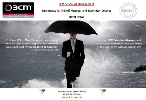 3CM School of Management Is now taking enrolments for its Open Learning courses for [NEW!] Managers and Supervisors.

Contact Us or Visit our Website for more Details!...
 (08) 6355 5133
http://www.3cm.com.au/