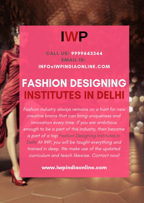 International Women Polytechnic is one of the best Fashion Designing Institutes in Delhi that provides training in fashion designing. We have a team of professional faculty who can provide you training in an effective manner and transform you into a successful fashion designer. Rush now! Look for the application procedure dates and join IWP as soon as possible you can.

https://www.iwpindiaonline.com/fashion-designing-institute.php
