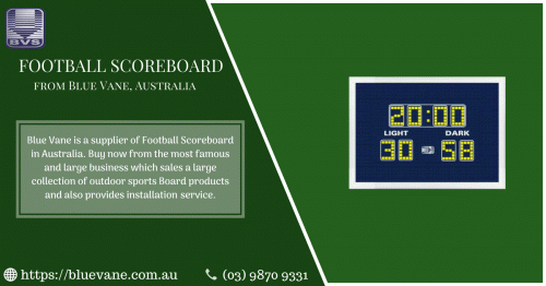 Blue Vane is a leading Football Scoreboard in Australia. These scoreboards are sourced with brightness and ultra-wide viewing angle that can be read under any light conditions. Scoreboards are now available online with attractive prices. Buy now from the most famous and large business which sales outdoor scoreboard products and also providesinstallation service. For any inquiries call on on (03) 9870 9331.For more visit: https://bluevane.com.au/soccer-scoreboard/