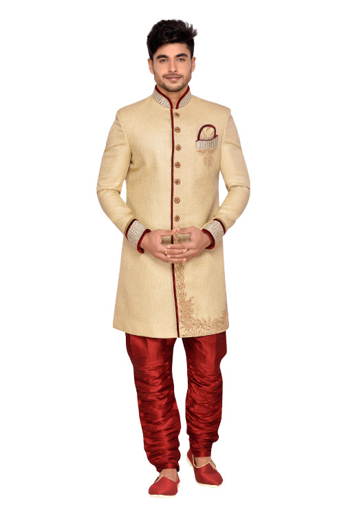 Checkout this Wedding Sherwani which is made from Art Silk. It is an  Indian Poshakh. http://bit.ly/2RXkP24
