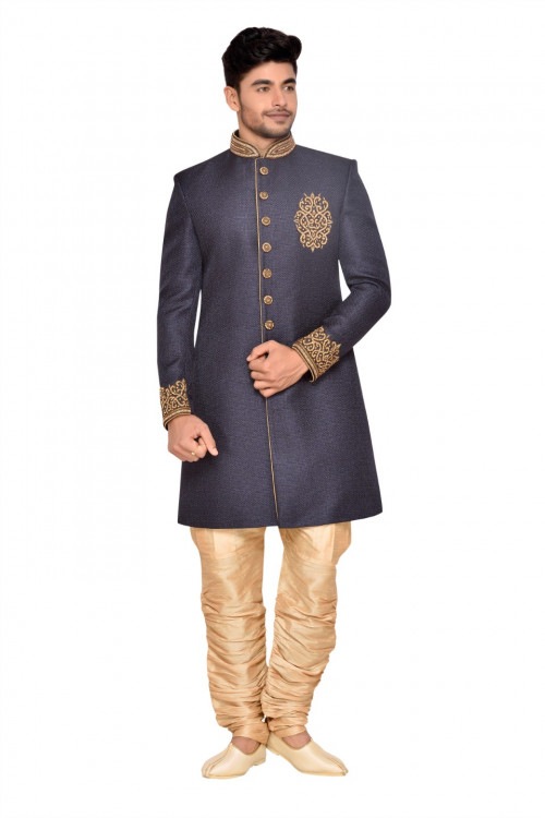 This Grey Indo Western Sherwani has hand work done on it which has Art Silk as bottom with Grey as top.  http://bit.ly/2ykdJtG