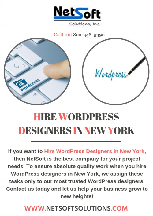 Are you looking to Hire WordPress Designers in New York? Then you need not go anywhere else. Let NetSoft help you excel and enable you to hire a dedicated WordPress designer in New York, USA. We greatly value our clients and the business they bring us. That is why we strive to give them only the best.

http://www.netsoftsolutions.com/wordpress-designers-developers-new-york/