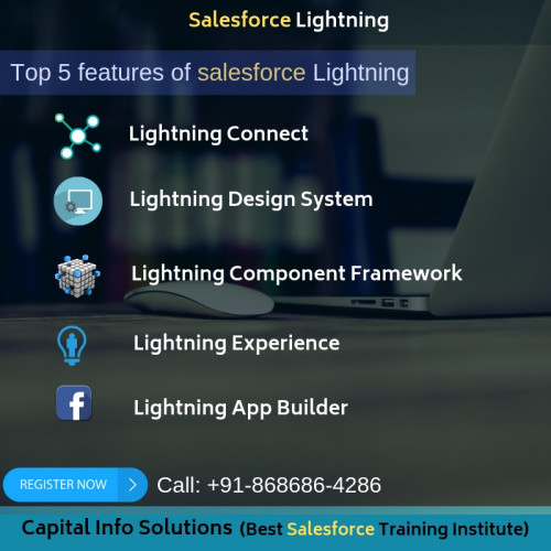 Top 5 features of salesforce lightning
Salesforce lightning is the advanced platform that simplifies various business processes. Even users, who do not have programming experience, can use and implement marvelous applications with Salesforce lightning
For more information and details
Visit: https://bit.ly/2LU3HDi