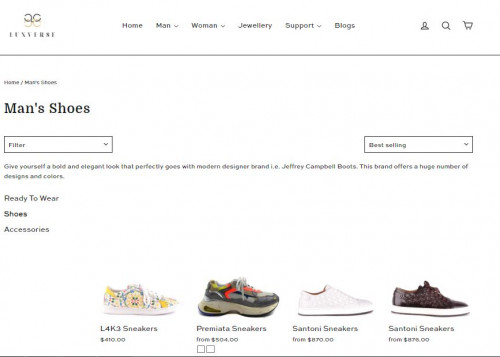 Buy Luxury Mans shoes Australia and New Zealand. Give yourself a bold and elegant look that perfectly goes with modern designer brand. This brand offers a huge number of designs and colors.

We are very excited that we are opening our ecommerce store now. It is going be an exciting journey but will not have much fun without all of you .Been working in fashion industry for many years - Supply Chain, Planning, Production and I always felt that there is something missing in my life, something that I have always wanted to do

#LuxuryClothingStore #LuxurykidsclothingNewZealand #onlineclothingstoresforwomen 

Read more:- https://luxverse.com.au/collections/mans-shoes