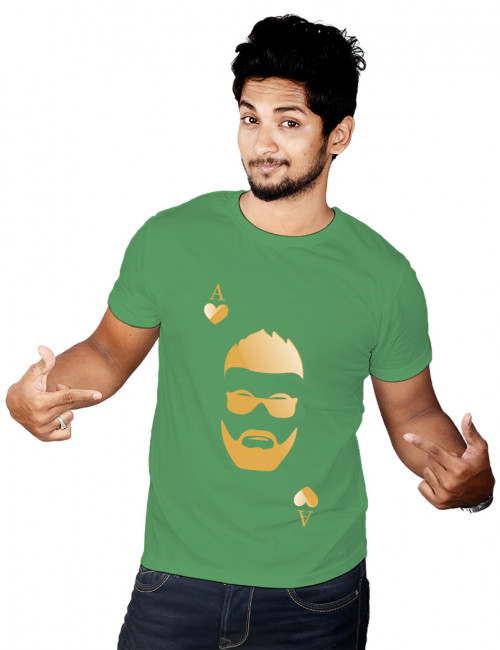 MEN GREEN T SHIRT BEARD HEART 1