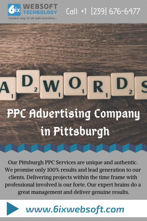 6ixwebsoft technology is Google Certified PPC Advertising Company in Pittsburgh. We have a team of PPC expert to help clients and to boost the visibility of a website and increase profit. Visit the website to know more.
https://6ixwebsoft.com/pittsburgh/ppc-advertising-services/