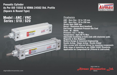 We are Airmax Pneumatics Ltd, the manufacturer of Double Acting Pneumatic Cylinders as per Client’s Requirement and Drawing. Since 1992 we are in the pneumatic field, our manufactured Pneumatic Cylinders are available in sizes from 12 mm to 500 mm bore, and 10 mm to 2000 mm stroke. visit https://www.airmaxindia.com/products/pneumatic-cylinder/