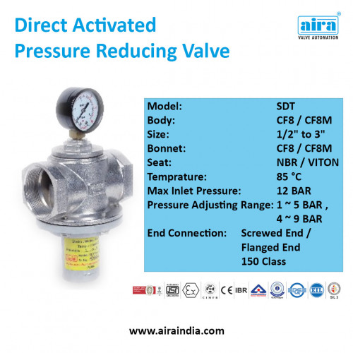 Aira Euro Automation has Broad Experience in the Manufacturing of Pressure Reducing Valves which is also known as PRV Valves in the Valve Industry.
