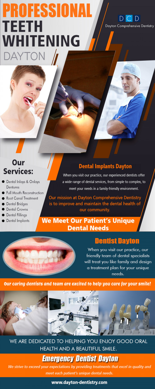 Why People Choose Professional Teeth Whitening in Dayton At https://www.dayton-dentistry.com/contact/dayton-oh-office/

Find Us: https://goo.gl/maps/s6juyb3BgEM2

Deals in.

Dentist Dayton
Dental Implants Dayton
Botox Dayton
Cosmetic Dentist Dayton
Professional Teeth Whitening Dayton
Family Dentist In Dayton

In today's society Professional Teeth Whitening in Dayton plays an important role when it comes to physical appearance. Just looking at the front covers of magazines you rarely see a person with ugly teeth. This makes or breaks the selling of the magazine. Being exposed to the world of the perfect male and female object people are more aware that healthy teeth play an essential role when it comes to physical beauty.

Dayton Comprehensive Dentistry
5395 Burkhardt Road
Dayton, OH 45431
Phone: (937) 253-3601

Social---

https://www.facebook.com/DaytonComprehensiveDentistry
https://www.viki.com/users/palmbaypaintingservi_36/about
https://flockler.com/embed-preview/7125
https://profiles.wordpress.org/cosmeticdentistdayton/
