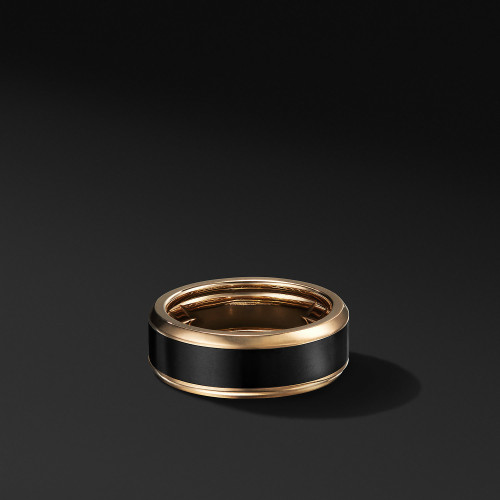 Beveled Band in 18K Gold and Black Titanium, 8mm.