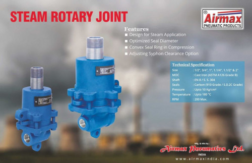 "We Airmax Pneumatics Ltd one of the leading Rotary Joint manufacturers in India since 1992. We also supply our products to the highly reputed companies in India and out of India as well. We use only High-Class premium quality raw material in the making of leak-proof rotary joints. We have 100% in-house production thus we have maintained product quality till yet. Visit  https://www.airmaxindia.com/products/rotary-joints/